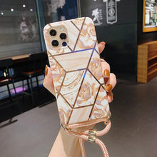 Load image into Gallery viewer, 2021 Luxury Electroplating Flower Pattern Lanyard Case For iPhone pphonecover
