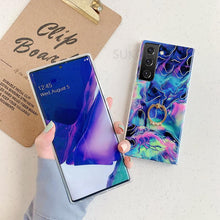 Load image into Gallery viewer, 2022 Laser Marble Pattern Ring Holder Protective Cover For Samsung Galaxy pphonecover
