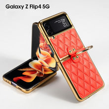 Load image into Gallery viewer, Luxury Leather Electroplating Diamond Protective Cover For Samsung Galaxy Z Flip 4 5G pphonecover
