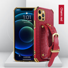 Load image into Gallery viewer, Crocodile Leather Strap Holder Case For iPhone pphonecover
